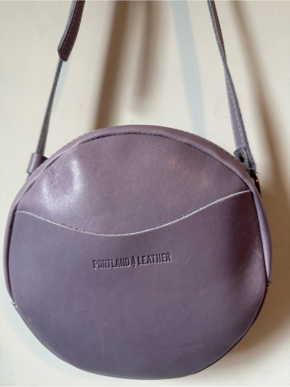 Portland Leather Lilac Round Crossbody Bag